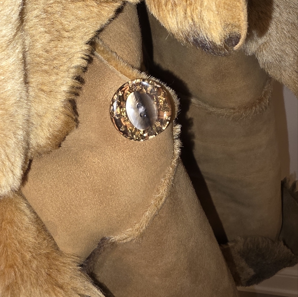 Rare Unique Designer Sheepskin Coat Raw Edges With Bag - Picture 13 of 16